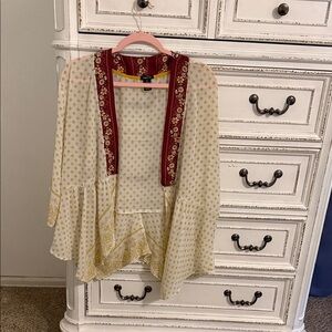 Rue21 Yellow and Red Patterned Cardigan